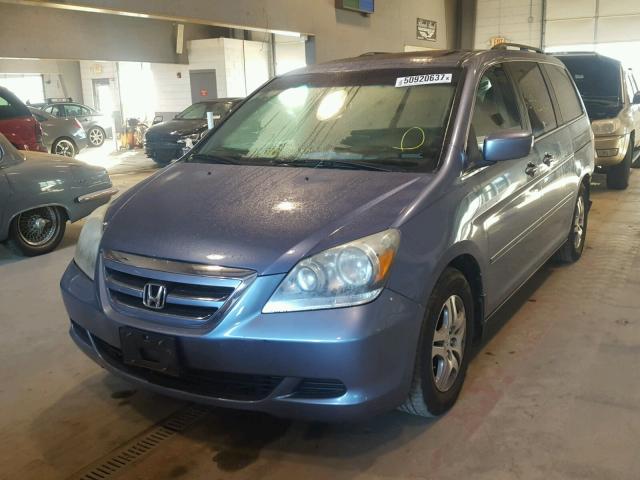 5FNRL38707B018365 - 2007 HONDA ODYSSEY EX BLUE photo 2