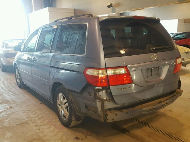 5FNRL38707B018365 - 2007 HONDA ODYSSEY EX BLUE photo 3