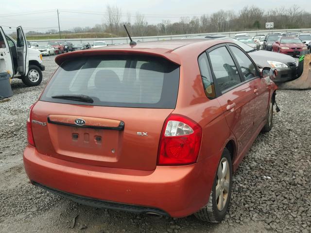 KNAFE161385021194 - 2008 KIA SPECTRA5 5 ORANGE photo 4