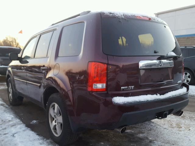 5FNYF4H79BB053441 - 2011 HONDA PILOT EXLN MAROON photo 3