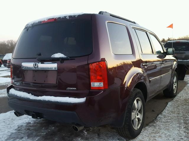 5FNYF4H79BB053441 - 2011 HONDA PILOT EXLN MAROON photo 4