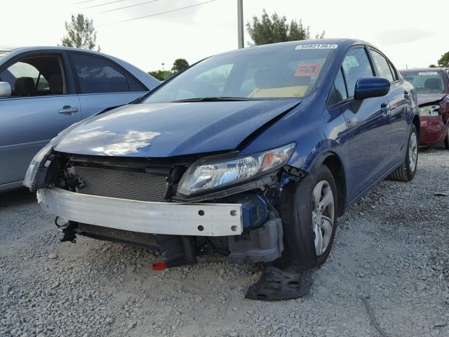 19XFB2F53FE096595 - 2015 HONDA CIVIC LX BLUE photo 2