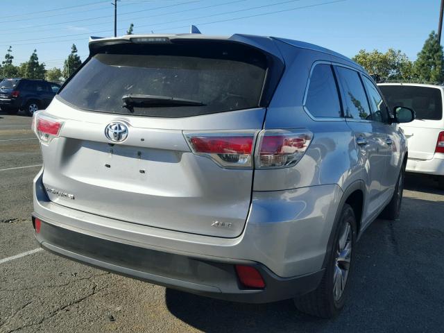 5TDKKRFHXES008065 - 2014 TOYOTA HIGHLANDER SILVER photo 4