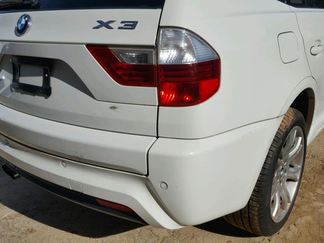 WBXPC93488WJ05972 - 2008 BMW X3 3.0SI WHITE photo 9