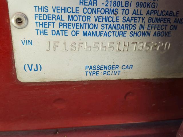 JF1SF65651H735220 - 2001 SUBARU FORESTER S 勃艮第红 照片 10