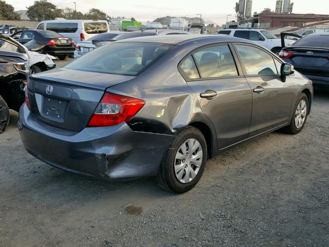 19XFB2F50CE377605 - 2012 HONDA CIVIC LX GRAY photo 4