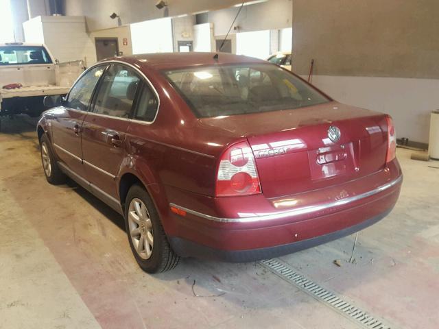 WVWPD63B04P050428 - 2004 VOLKSWAGEN PASSAT GLS RED photo 3