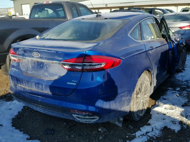 3FA6P0H95HR388031 - 2017 FORD FUSION SE BLUE photo 4