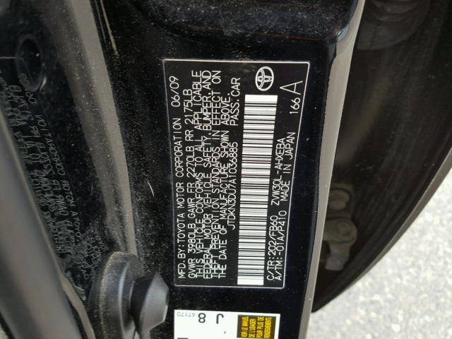 JTDKN3DU7A1036885 - 2010 TOYOTA PRIUS BLACK photo 10