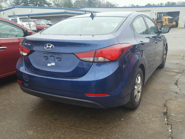 5NPDH4AE0FH652088 - 2015 HYUNDAI ELANTRA SE BLUE photo 4