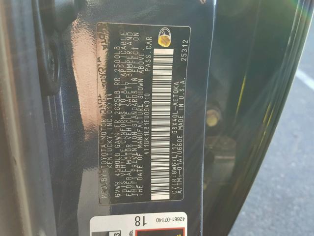 4T1BK1EB1EU094310 - 2014 TOYOTA AVALON BAS BLUE photo 10