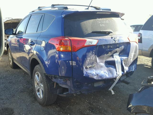 2T3RFREV8FW374259 - 2015 TOYOTA RAV4 XLE BLUE photo 3