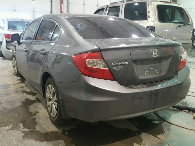 19XFB2F55CE046342 - 2012 HONDA CIVIC LX GRAY photo 3