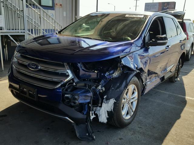 2FMTK3J97FBC04092 - 2015 FORD EDGE SEL BLUE photo 2