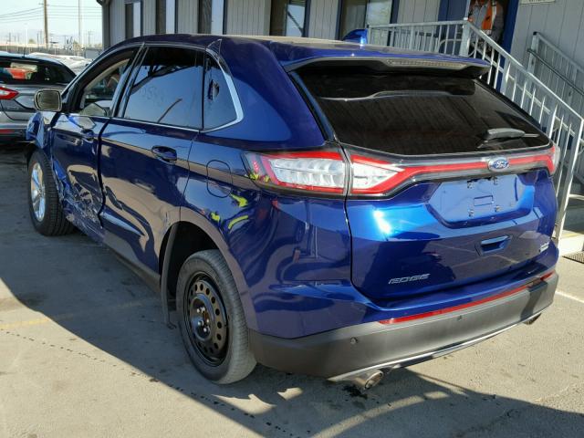 2FMTK3J97FBC04092 - 2015 FORD EDGE SEL BLUE photo 3