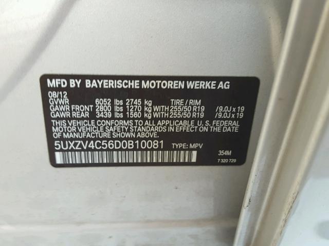 5UXZV4C56D0B10081 - 2013 BMW X5 XDRIVE3 Silber Foto 10