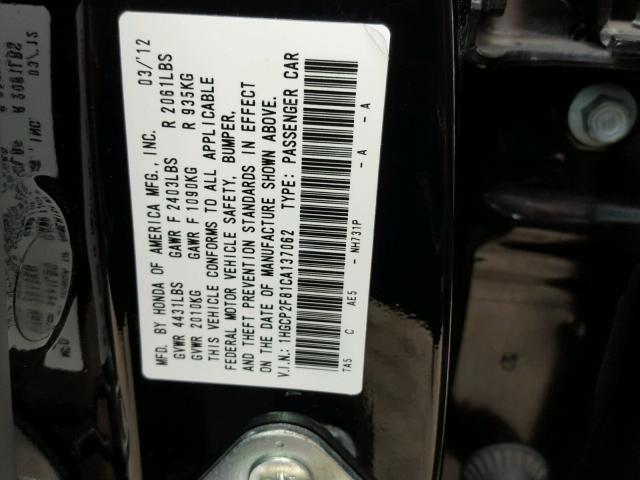 1HGCP2F81CA137062 - 2012 HONDA ACCORD EXL BLACK photo 10