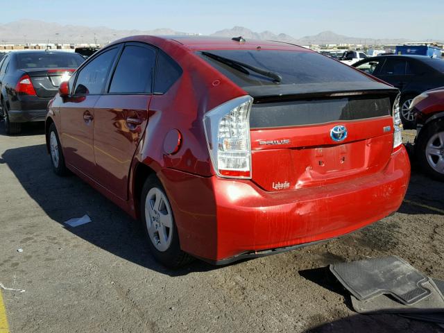 JTDKN3DU2A0169155 - 2010 TOYOTA PRIUS RED photo 3