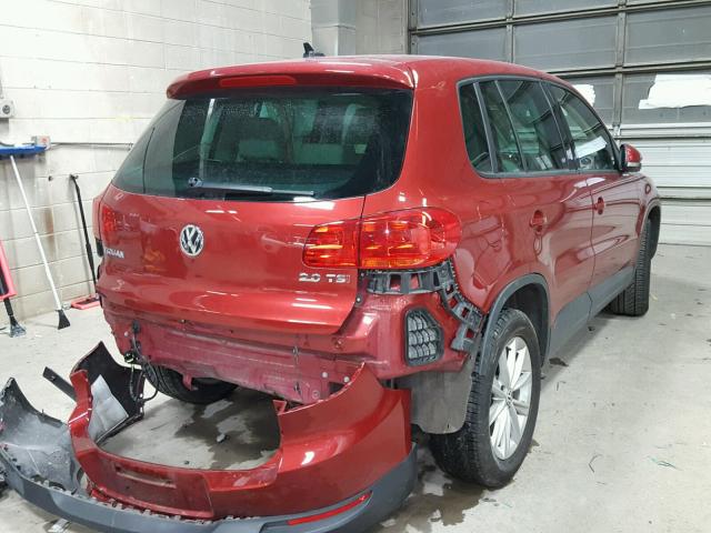 WVGAV3AX4EW102629 - 2014 VOLKSWAGEN TIGUAN S RED photo 4