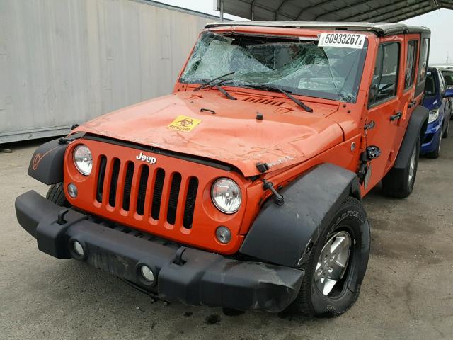 1C4BJWDGXFL599464 - 2015 JEEP WRANGLER U ORANGE photo 2