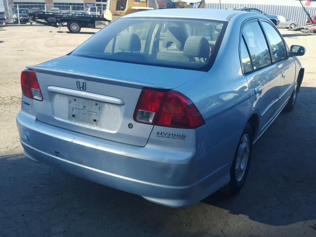 JHMES96654S018129 - 2004 HONDA CIVIC HYBR TEAL photo 4