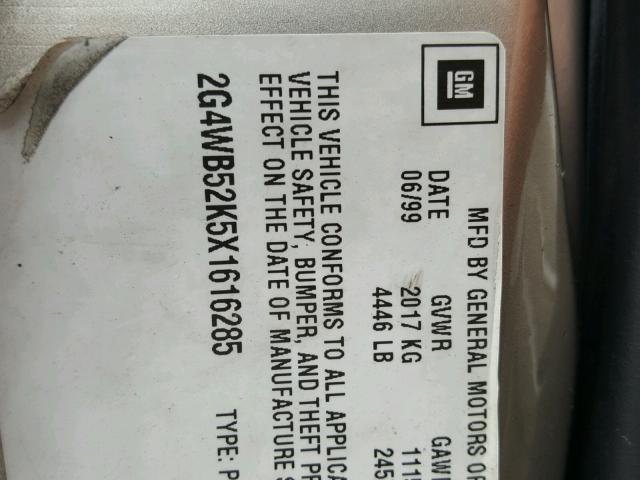 2G4WB52K5X1616285 - 1999 BUICK REGAL LS TAN photo 10