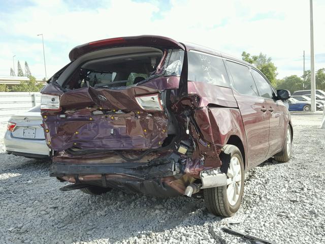 KNDMC5C17G6173693 - 2016 KIA SEDONA EX BURGUNDY photo 4