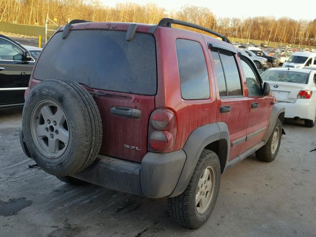 1J4GL48K37W702978 - 2007 JEEP LIBERTY SP RED photo 4