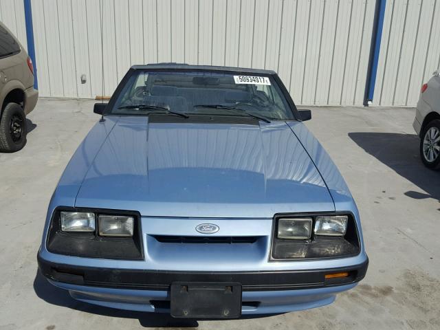 1FABP2730FF217785 - 1985 FORD MUSTANG LX BLUE photo 9