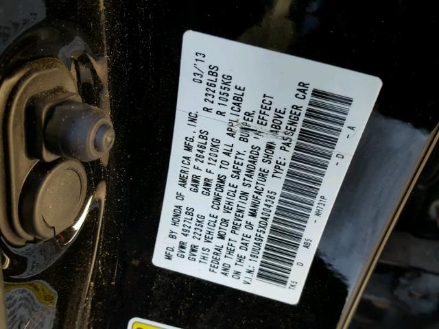 19UUA9F5XDA004385 - 2013 ACURA TL TECH BLACK photo 10