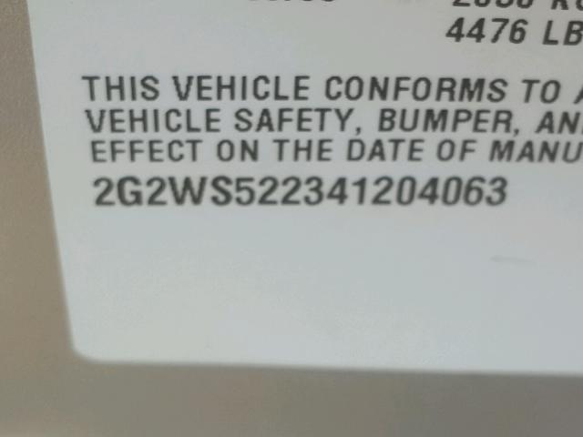 2G2WS522341204063 - 2004 PONTIAC GRAND PRIX ვერცხლისფერი ფოტო 10