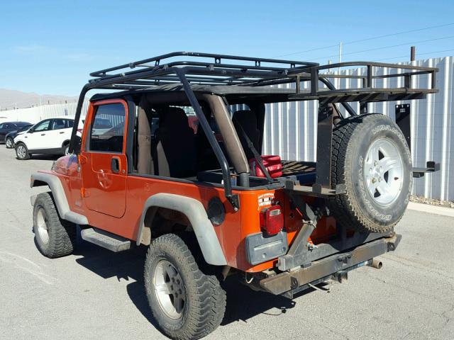 1J4FA44S25P343167 - 2005 JEEP WRANGLER / ORANGE photo 3