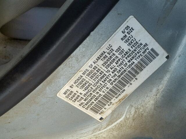 5FNRL38485B112044 - 2005 HONDA ODYSSEY EX BLUE photo 10