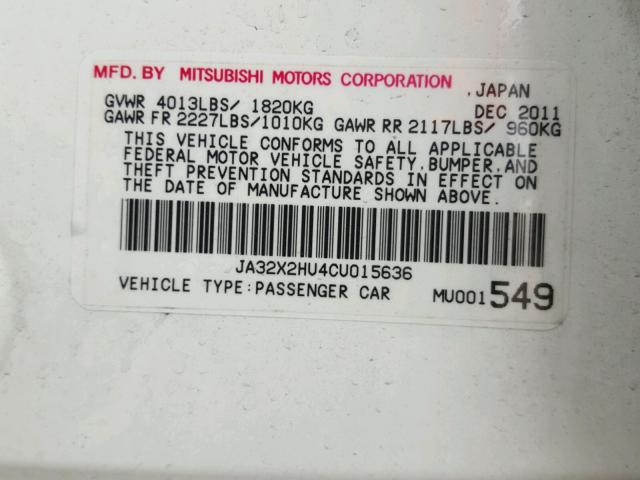 JA32X2HU4CU015636 - 2012 MITSUBISHI LANCER ES/ SILVER photo 10