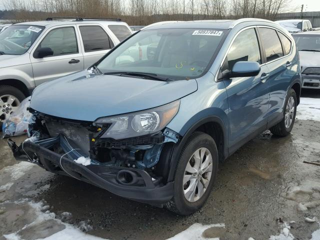 2HKRM4H70EH633791 - 2014 HONDA CR-V EXL TEAL photo 2