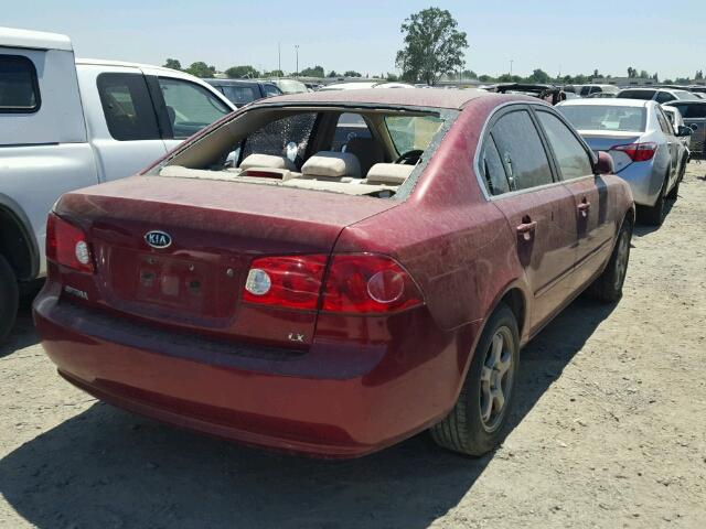 KNAGE123685197202 - 2008 KIA OPTIMA LX BURGUNDY photo 4