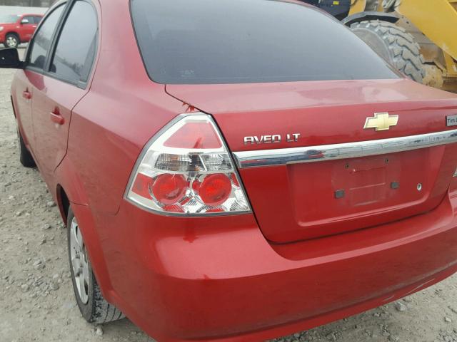 KL1TD56E49B329794 - 2009 CHEVROLET AVEO LS RED photo 9