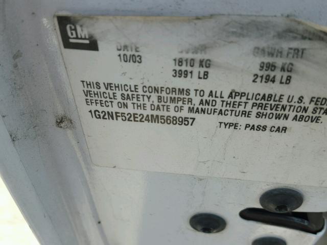 1G2NF52E24M568957 - 2004 PONTIAC GRAND AM S თეთრი ფოტო 10