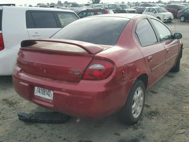 1B3ES56C15D254073 - 2005 DODGE NEON SXT RED photo 4