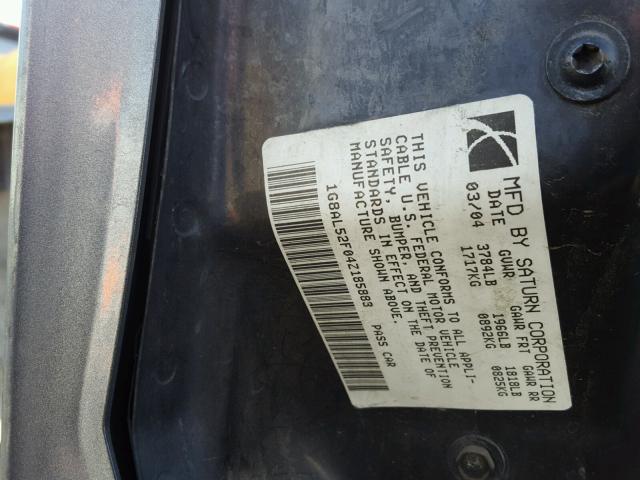 1G8AL52F04Z185883 - 2004 SATURN ION LEVEL CHARCOAL photo 10