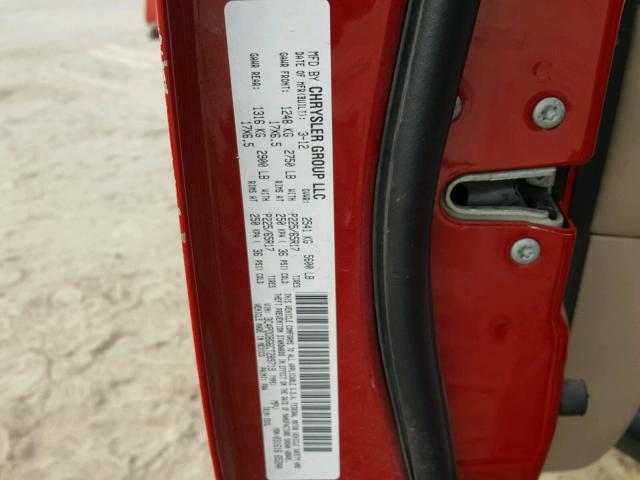 3C4PDDBG6CT289719 - 2012 DODGE JOURNEY SX RED photo 10