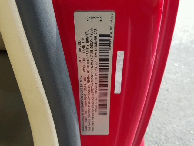 3VWRG31C18M525622 - 2008 VOLKSWAGEN NEW BEETLE 红色 照片 10