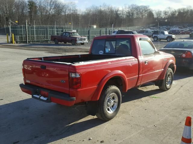 1FTYR10U32TA64424 - 2002 FORD RANGER RED photo 4