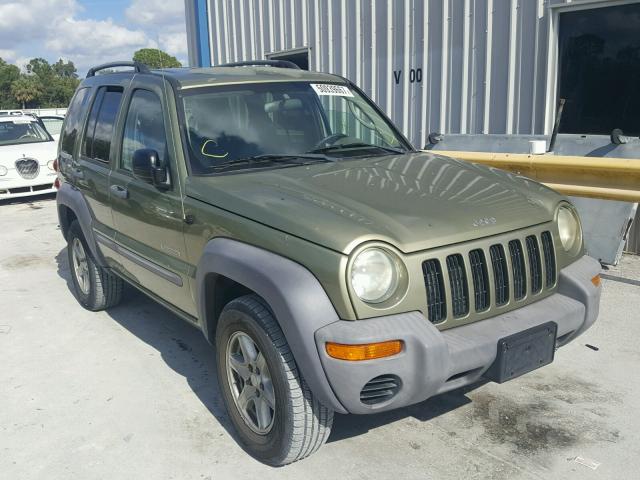 1J4GK48K74W143143 - 2004 JEEP LIBERTY SP GREEN photo 1