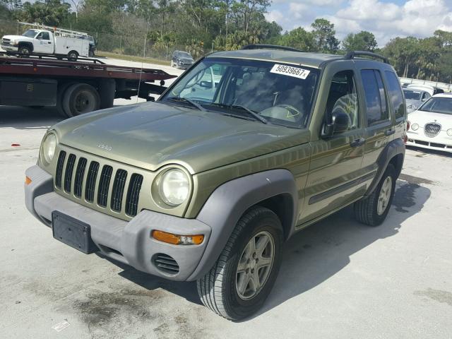 1J4GK48K74W143143 - 2004 JEEP LIBERTY SP GREEN photo 2