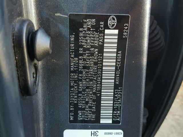 4T1BB46K59U101121 - 2009 TOYOTA CAMRY HYBR GRAY photo 10