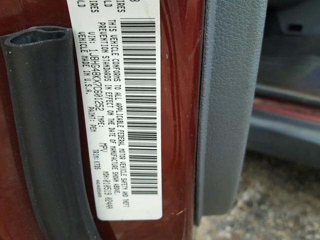 1J8HG48KX7C601252 - 2007 JEEP COMMANDER MAROON photo 10
