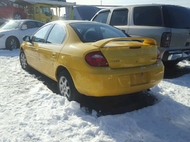 1B3ES56C23D100436 - 2003 DODGE NEON SXT YELLOW photo 3