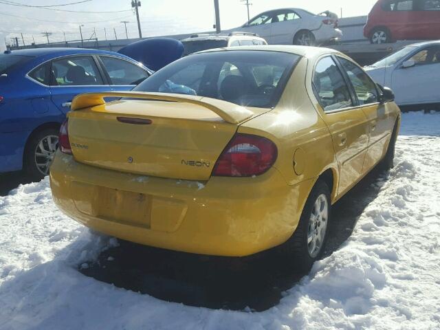 1B3ES56C23D100436 - 2003 DODGE NEON SXT YELLOW photo 4