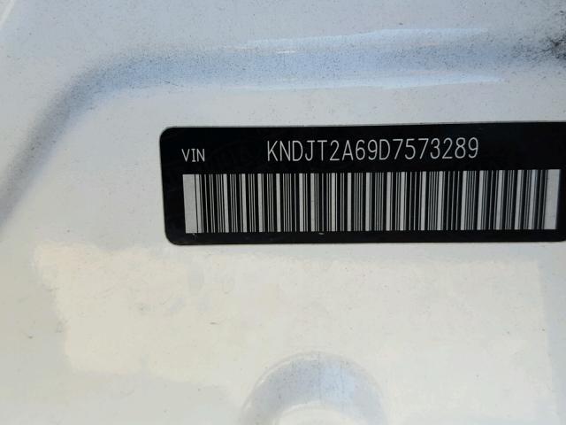 KNDJT2A69D7573289 - 2013 KIA SOUL + WHITE photo 10